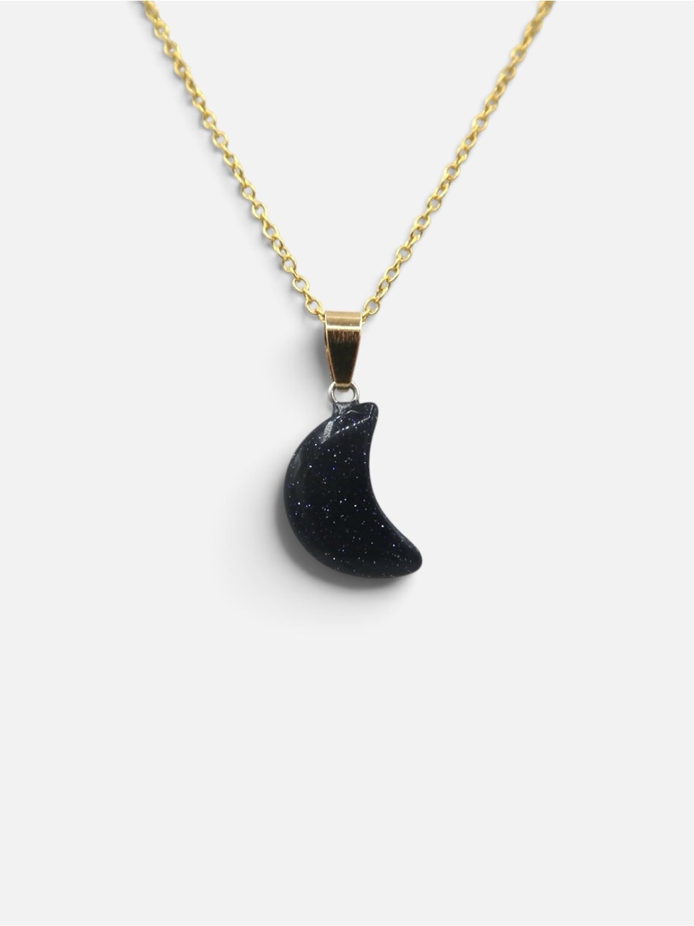 BLUE GOLDSTONE MOON NECKLACE (GOLD)